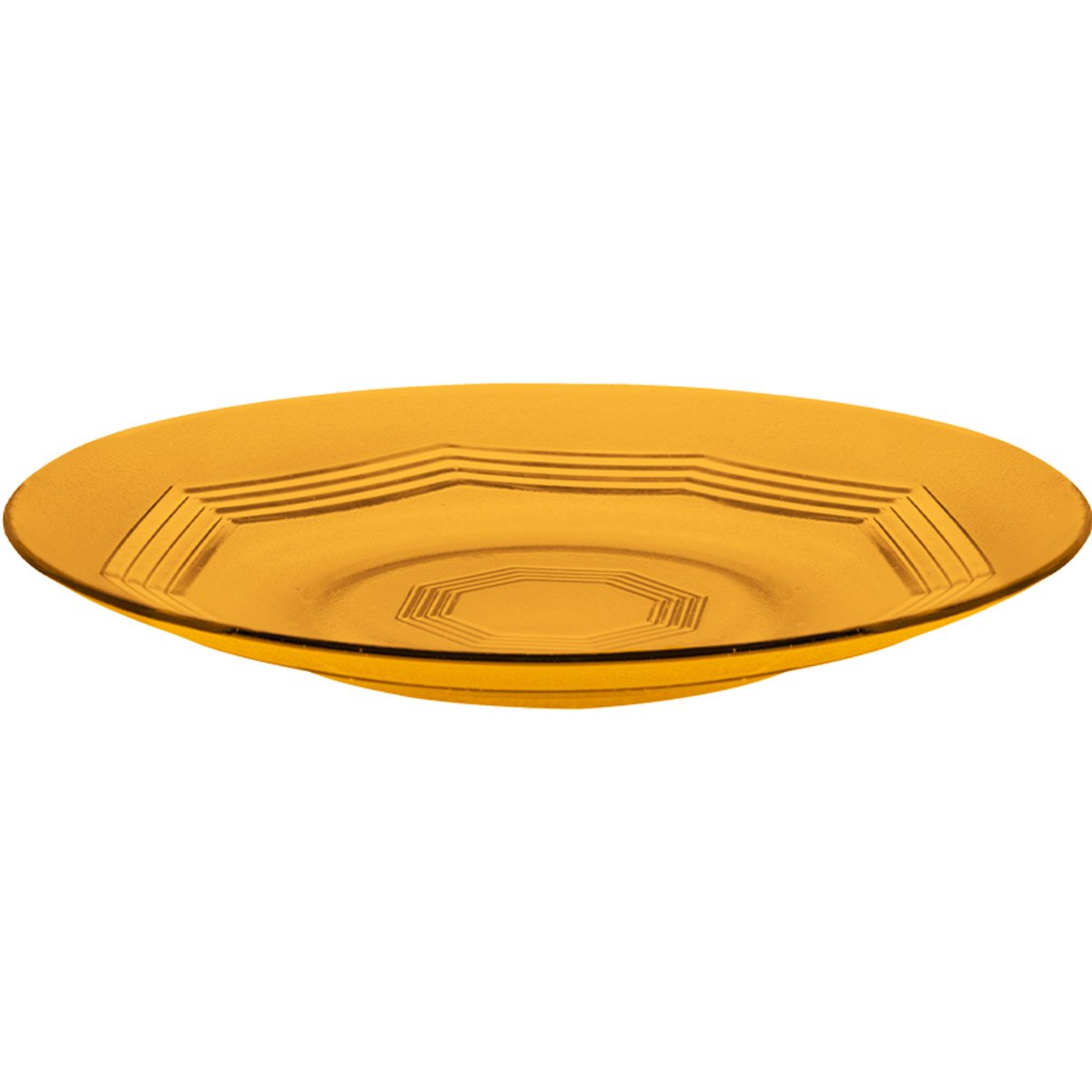 Jogo Pratos Raso Jantar 4 Pessoas 4Pçs Âmbar Em Vidro 23cm