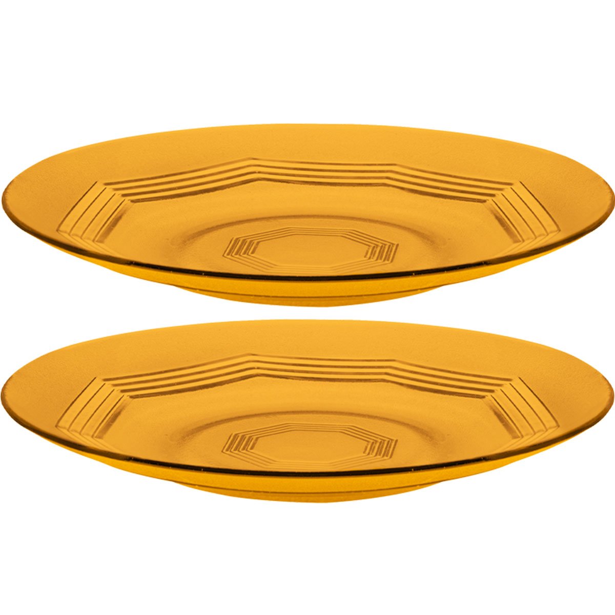 Jogo Pratos Raso Jantar 6 Pessoas 6Pçs Âmbar Em Vidro 23cm