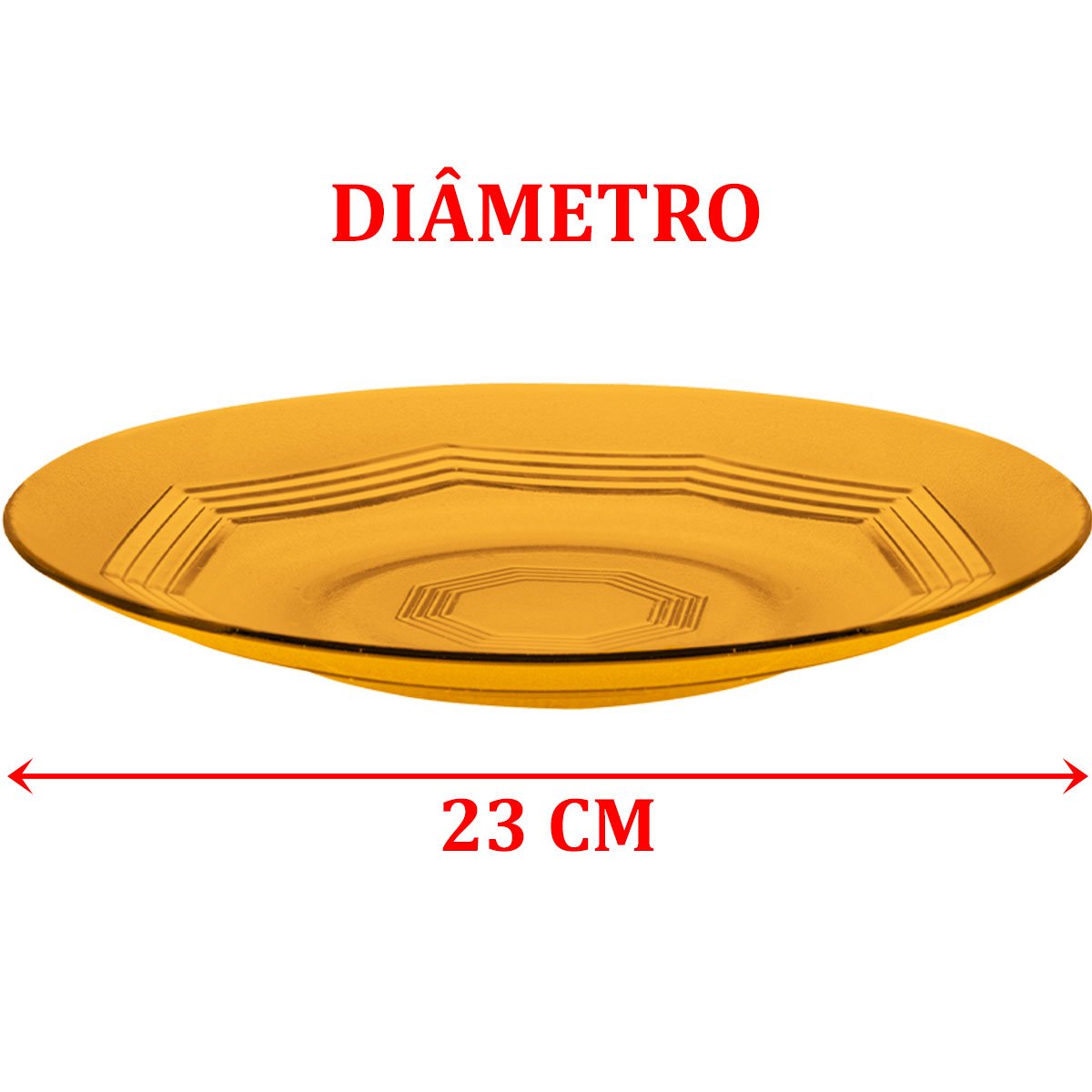 Jogo Pratos Raso Jantar 6 Pessoas 6Pçs Âmbar Em Vidro 23cm