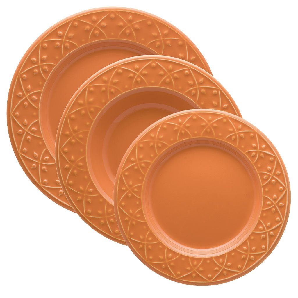Jogo Pratos Rasos Fundos e Sobremesa 24 Peças Mendi Sunset Oxford® Cerâmica