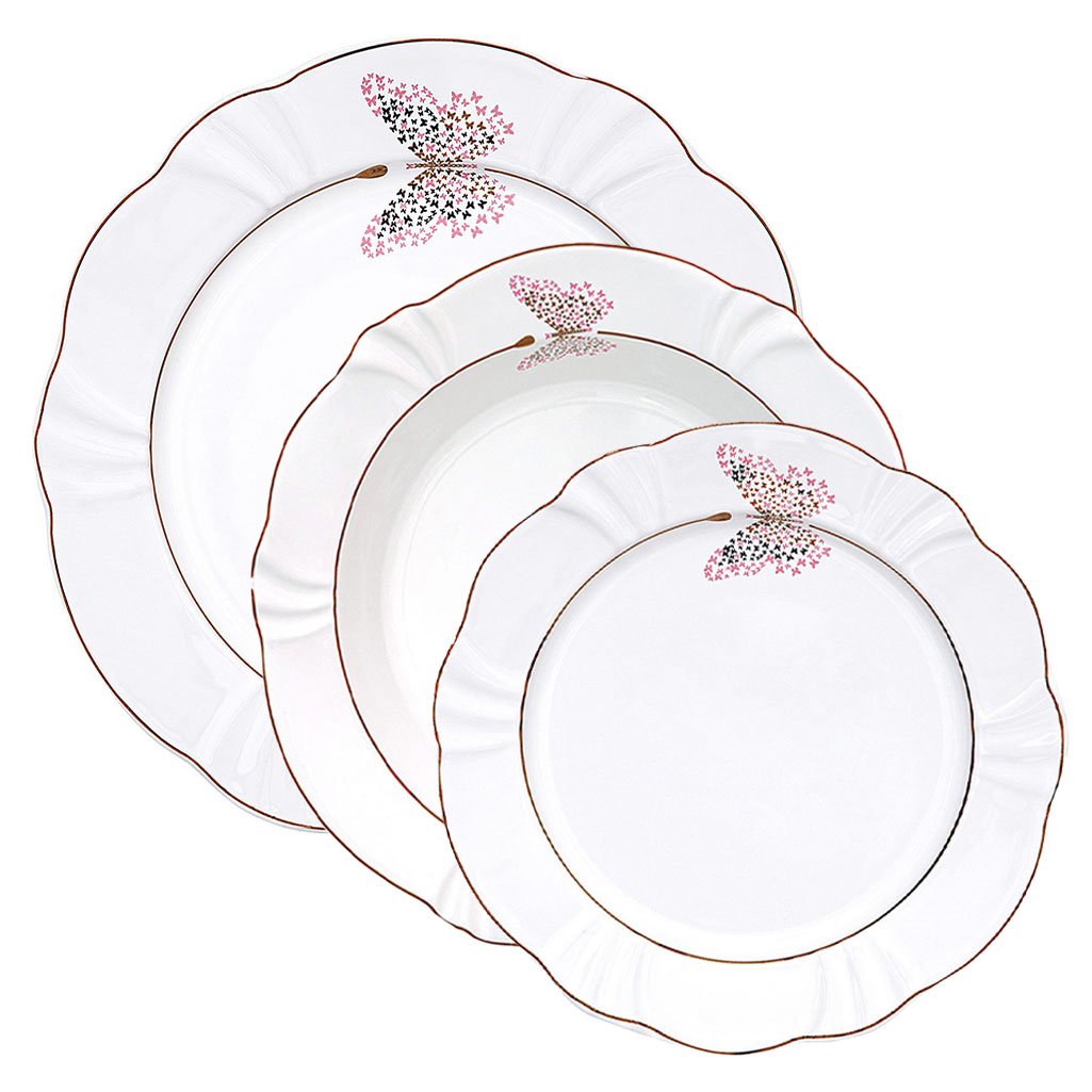 Jogo Pratos Rasos Fundos e Sobremesa 24 Peças Soleil Encantada Oxford® Porcelana