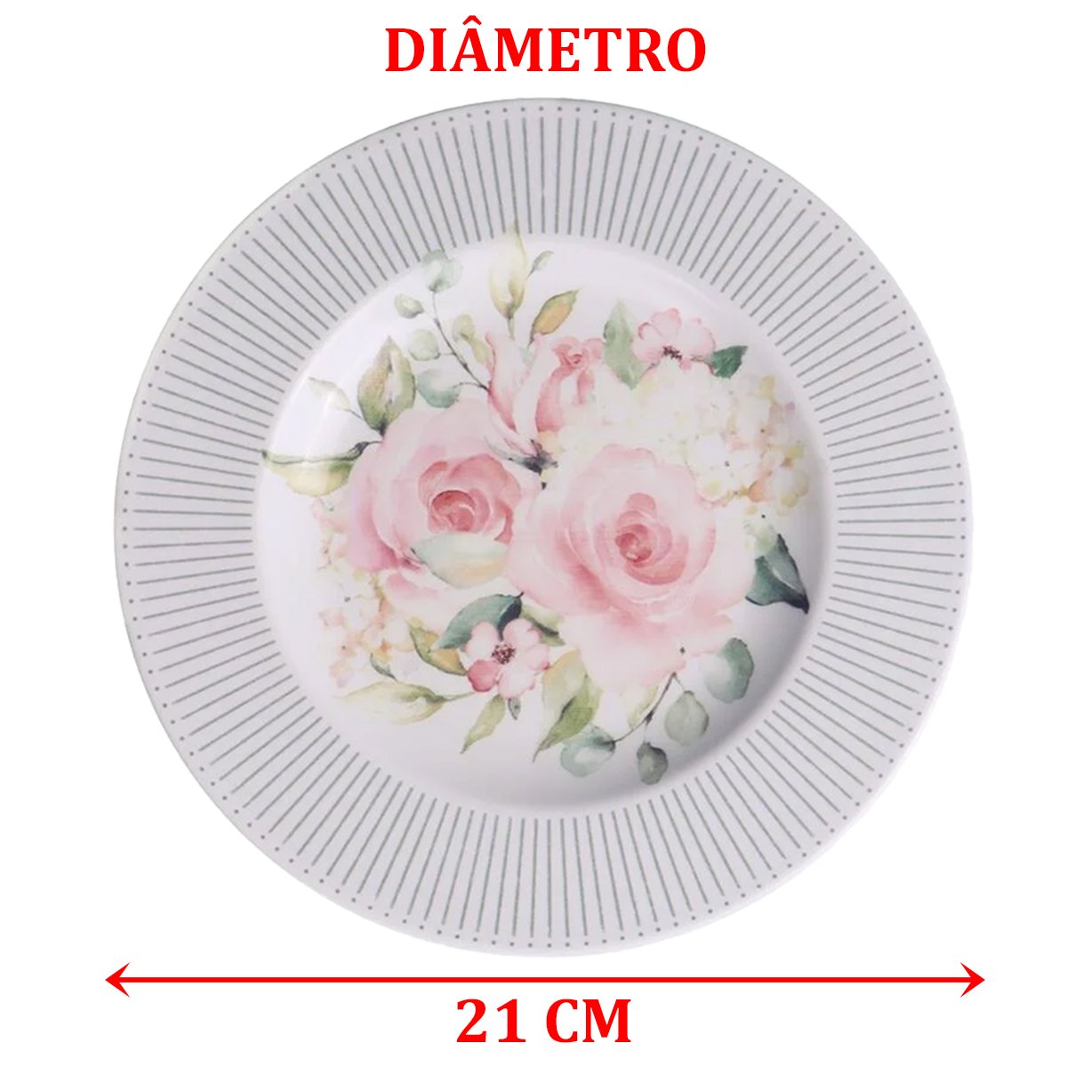 Jogo Pratos Sobremesa Lanche 10 Pessoas 10Peças Ornatta 21cm