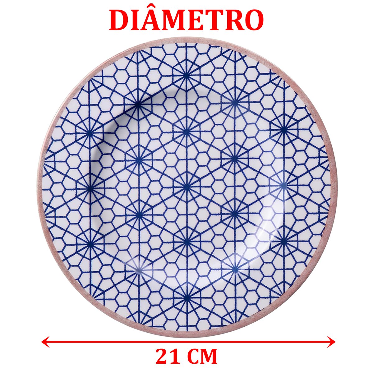 Jogo Pratos Sobremesa Lanche 4 Pessoas 4Pçs Abstratta 21cm