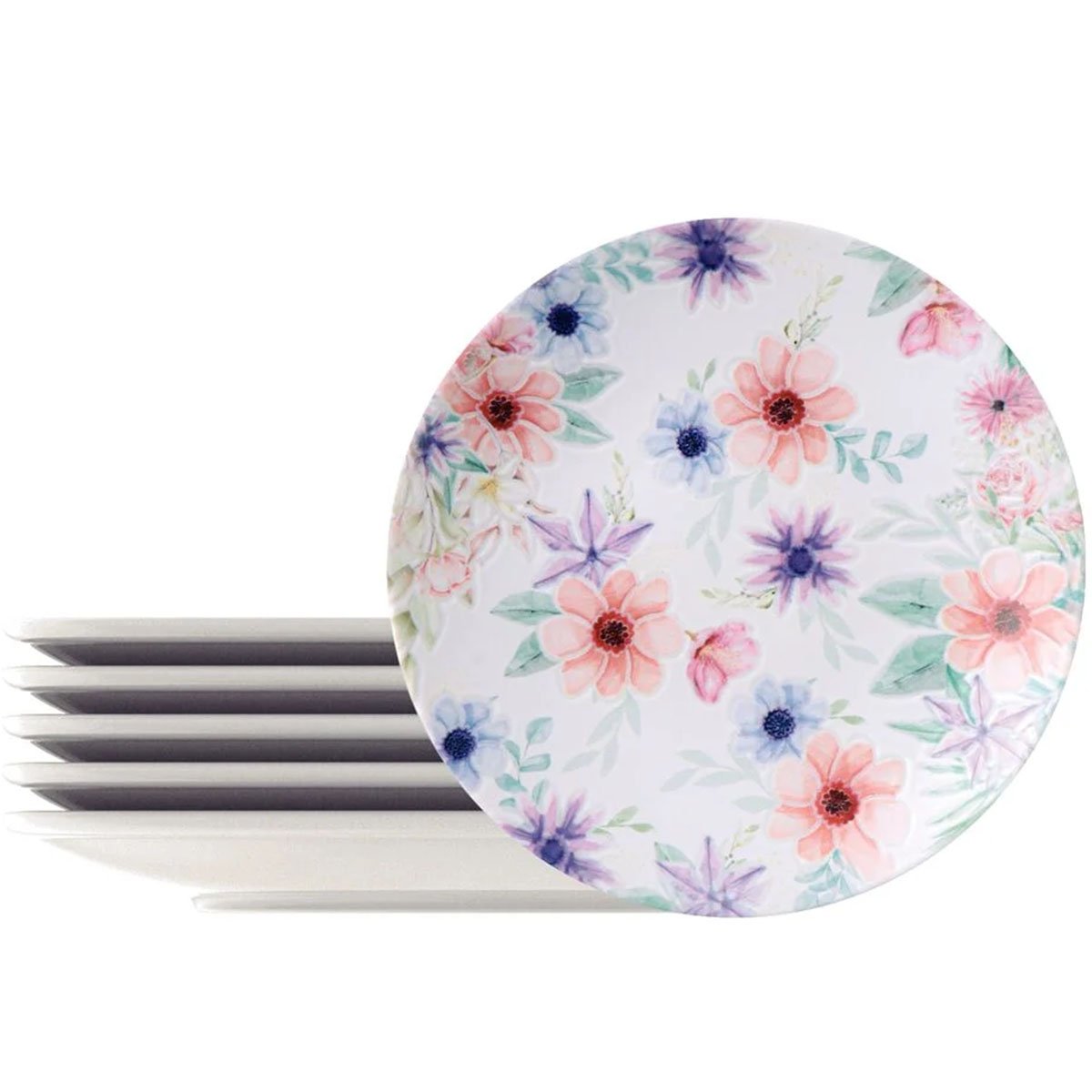 Jogo Pratos Sobremesa Lanche 8 Pessoas 8 Pçs Floratta 21cm