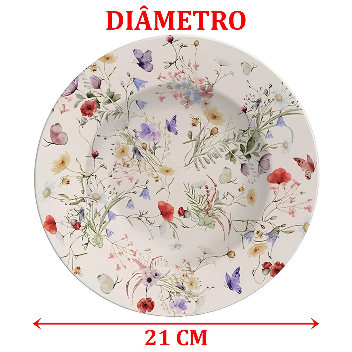 Jogo Pratos Sobremesa Lanche 8 Pessoas 8Pçs Ana Clara 21cm