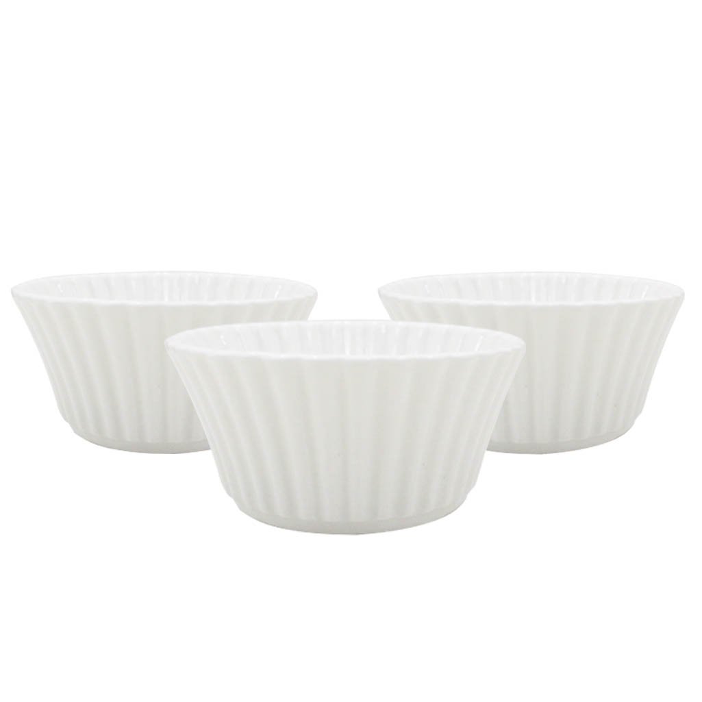 Jogo de Ramequim Porcelana Branca 3 Peças 100ml