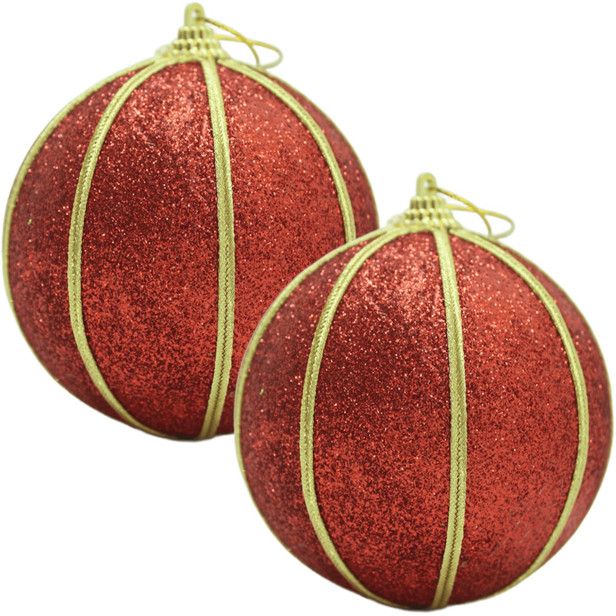 Kit 10 Bolas Glitter Vermelho Árvore De Natal Artesanal 10cm