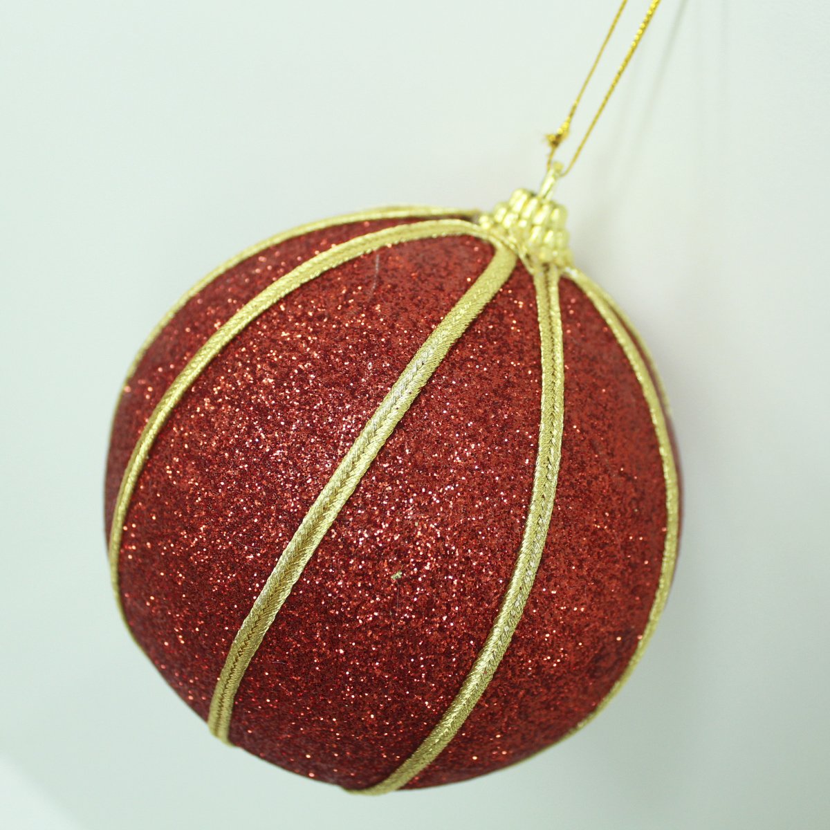 Kit 10 Bolas Glitter Vermelho Árvore De Natal Artesanal 10cm