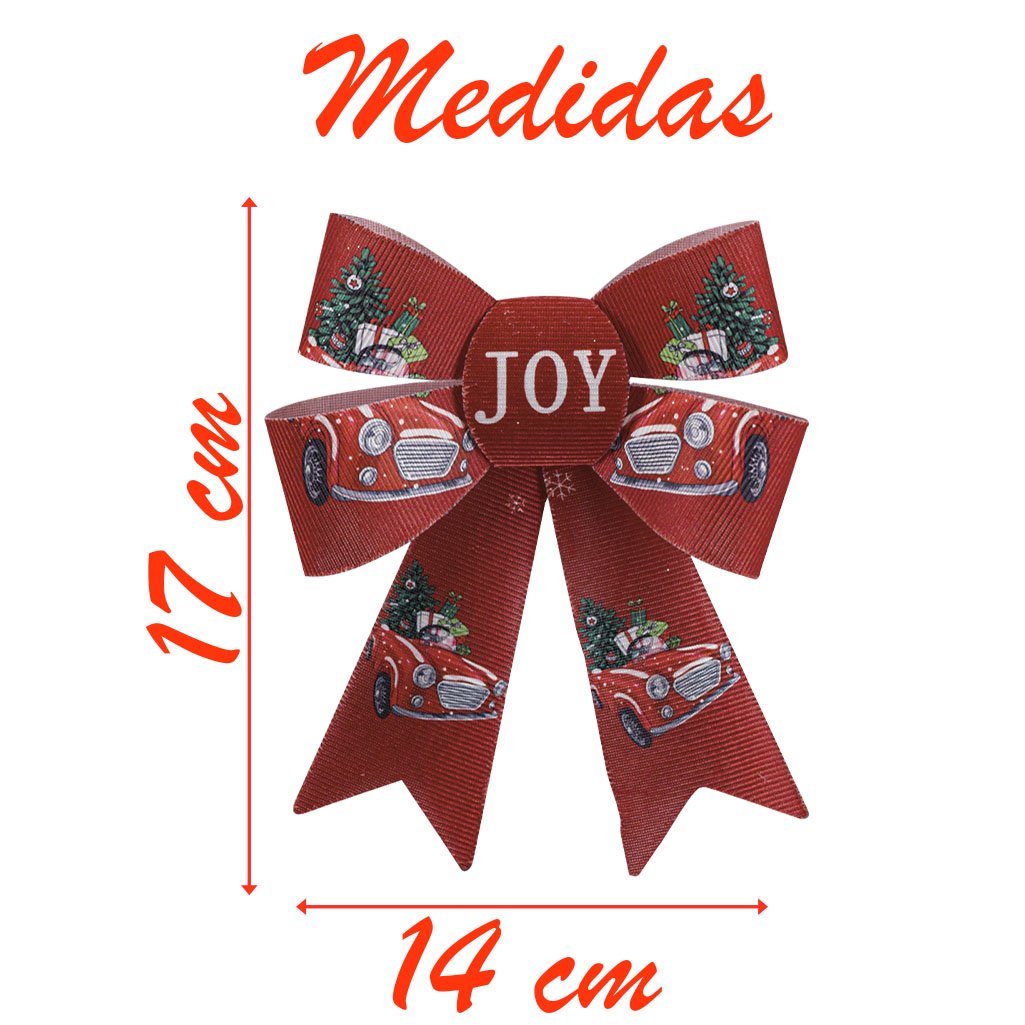 Kit 10 Enfeite Árvore Natal Laço Vermelho Decorado  17cm