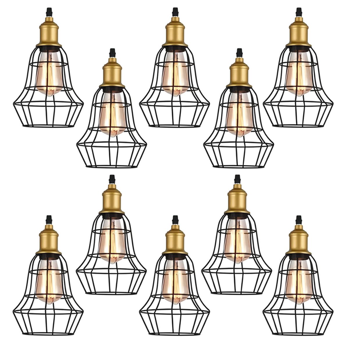 Kit 10 Pendente Aço Taschibra 40w Vintage 160 Preto Lustre