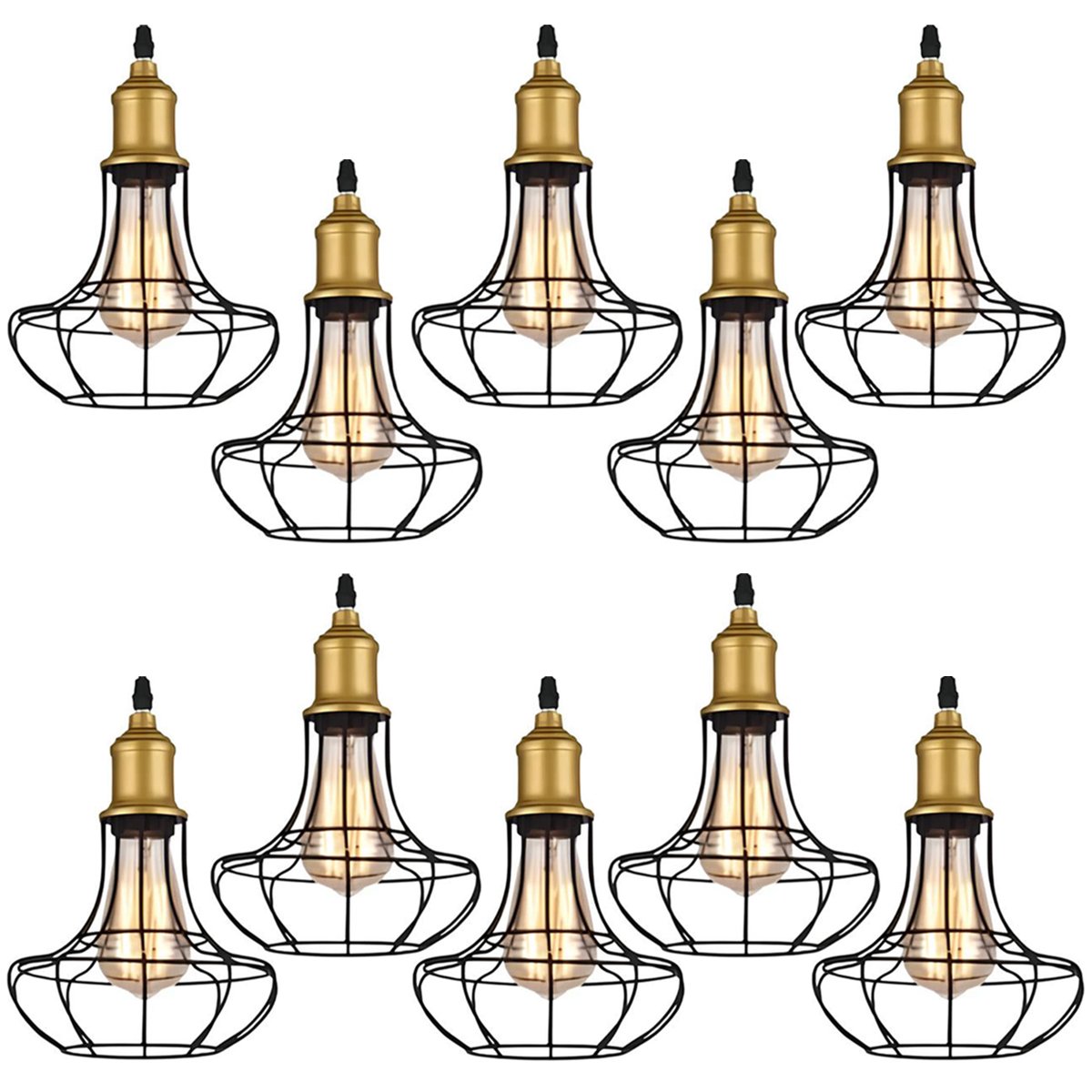 Kit 10 Pendente Aço Taschibra 40w Vintage 185 Preto Lustre