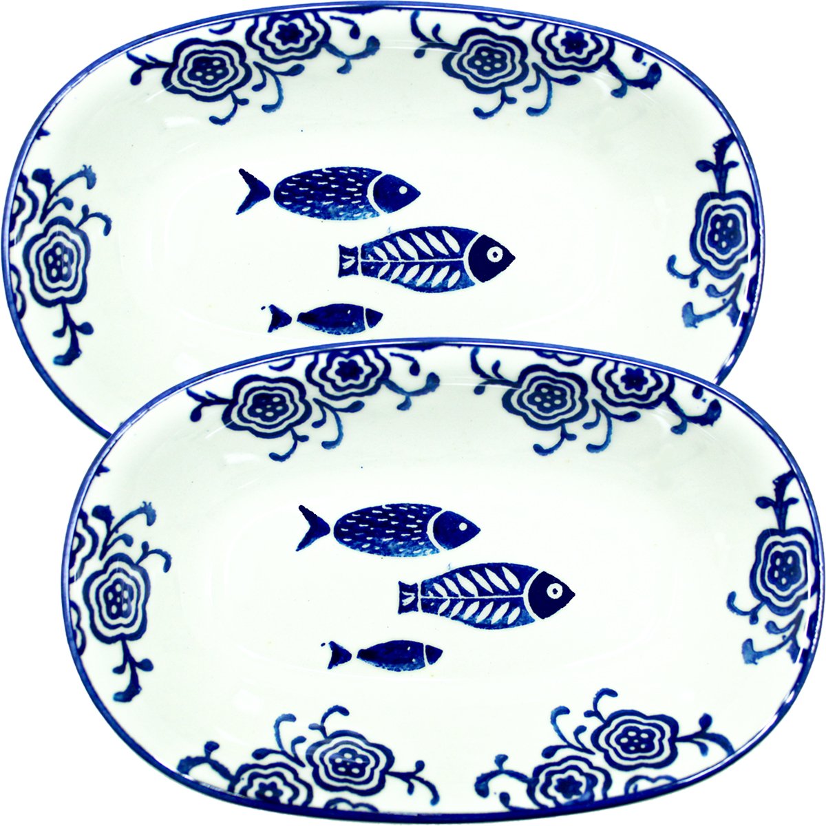 Kit 10 Petisqueiras Travessa Bowl Média Peixe Oceano 250ml