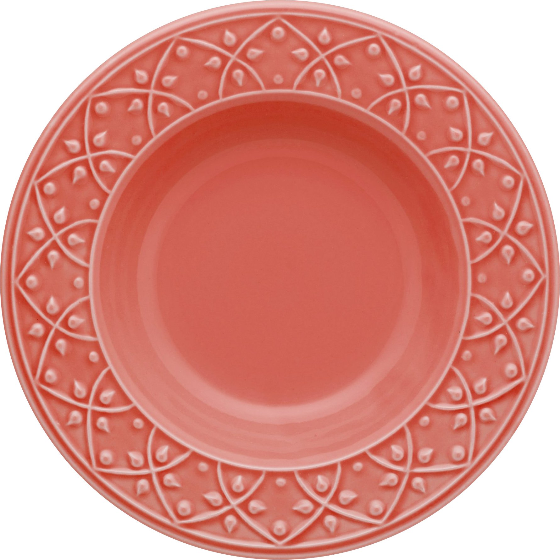 Kit 10 Pratos Fundos Mendi Coral Oxford® Cerâmica 23cm