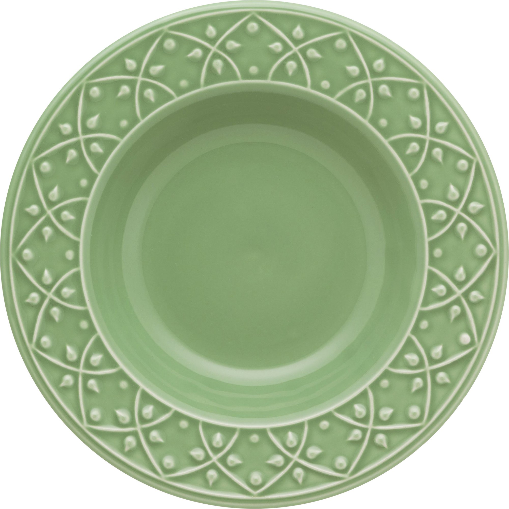 Kit 10 Pratos Fundos Mendi Sálvia Oxford® Cerâmica 23cm