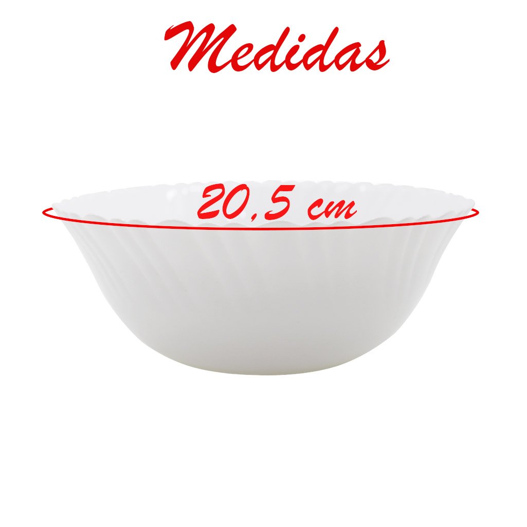 Kit 10 Saladeiras Tigelas Branca 1 Litro De Vidro 20,5cm