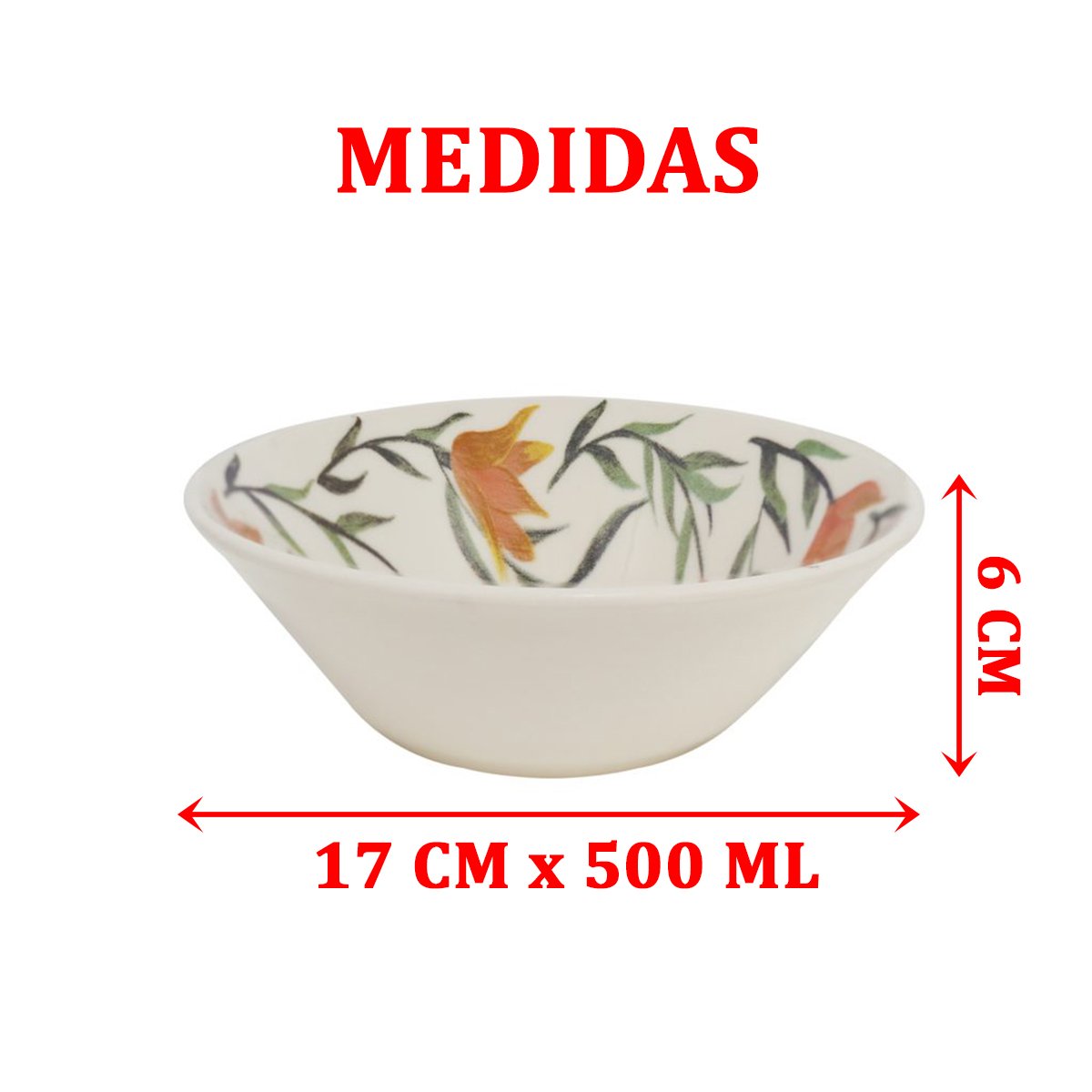 Kit 10 Tigela Sobremesa Pequena Bowl Conic Dona Lírios 500ml