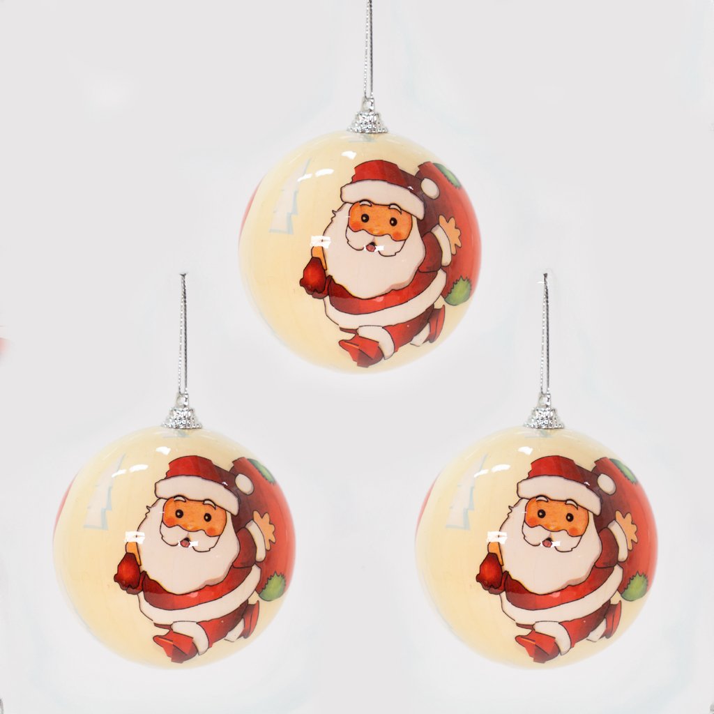 Kit 12 Bola De Natal Árvore De Natal Enfeite Papai Noel 75mm