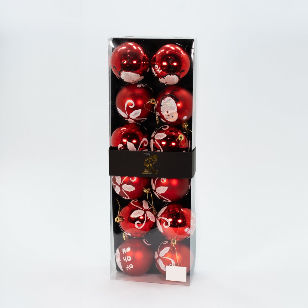 Kit 12 Bolas Natalinas Árvore De Natal Enfeite Vermelho 80mm
