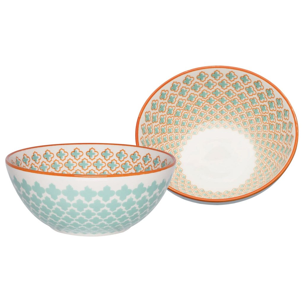 Kit 12 Tigelas Bowl Mosaico Verde Oxford® Cerâmica 600ml