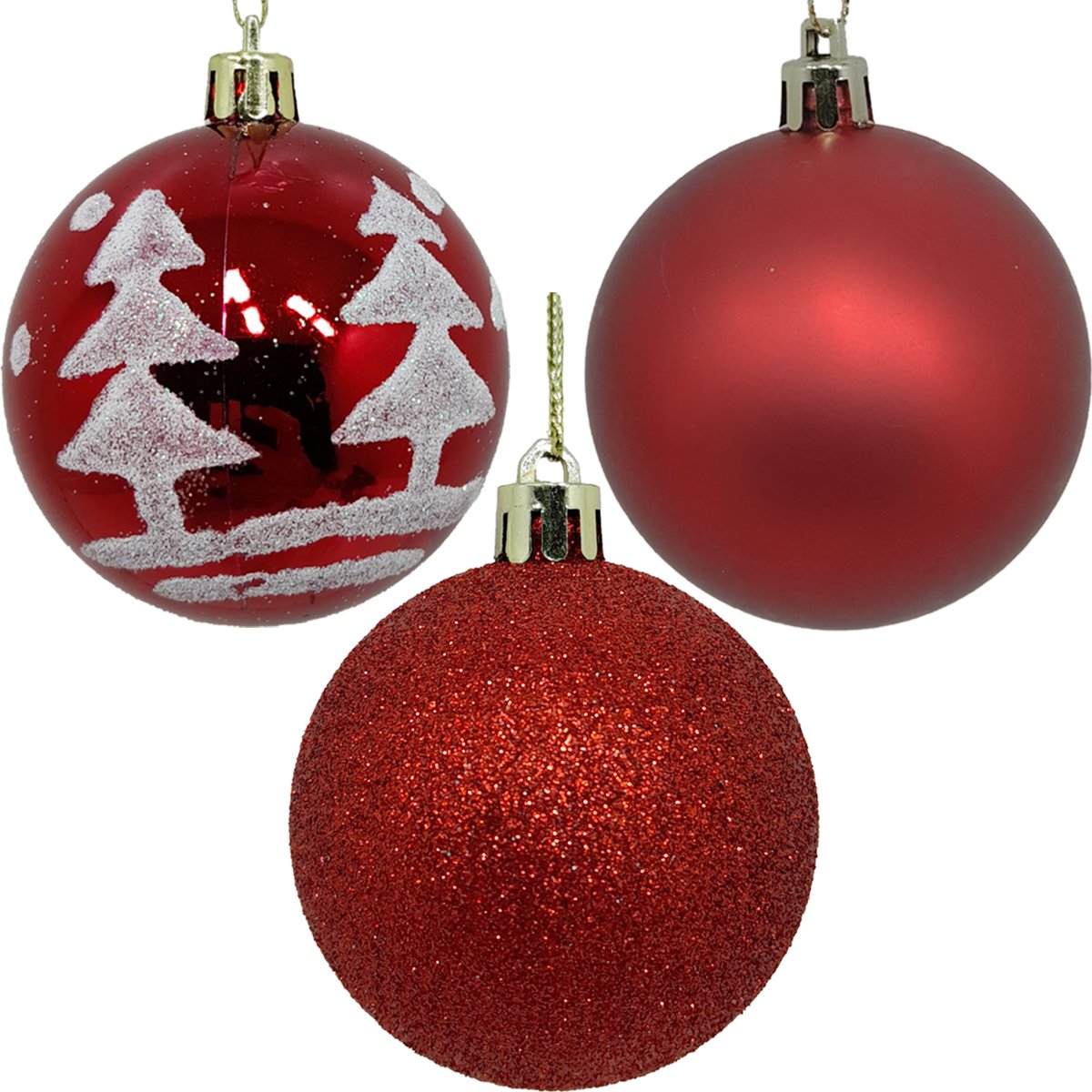 Kit 18 Bolas Enfeite Natalino Árvore Natal Vermelho Glitter