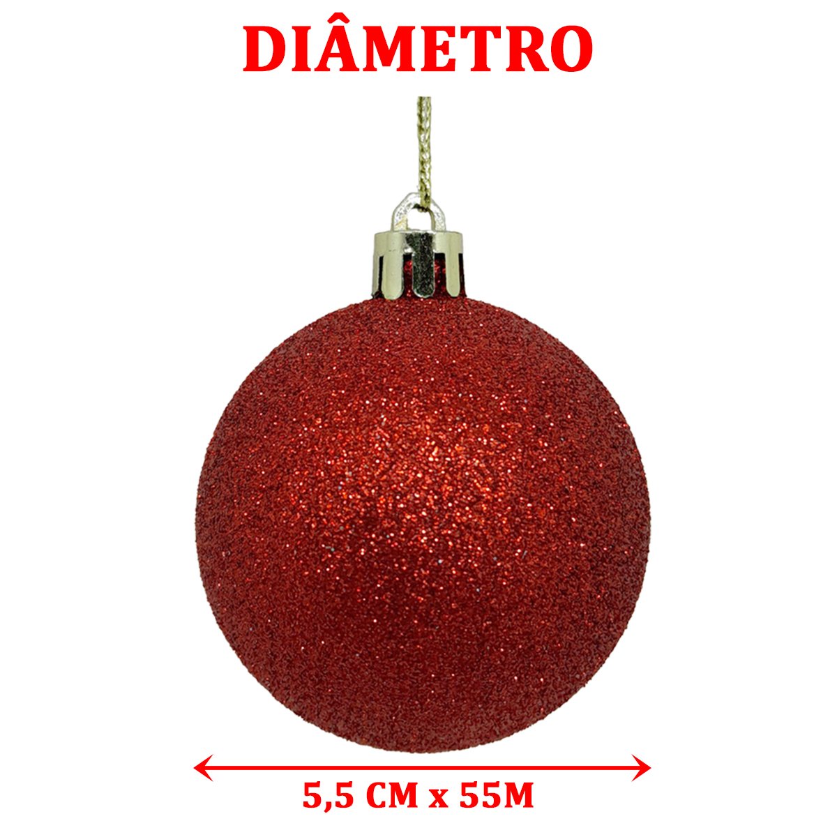 Kit 18 Bolas Enfeite Natalino Árvore Natal Vermelho Glitter