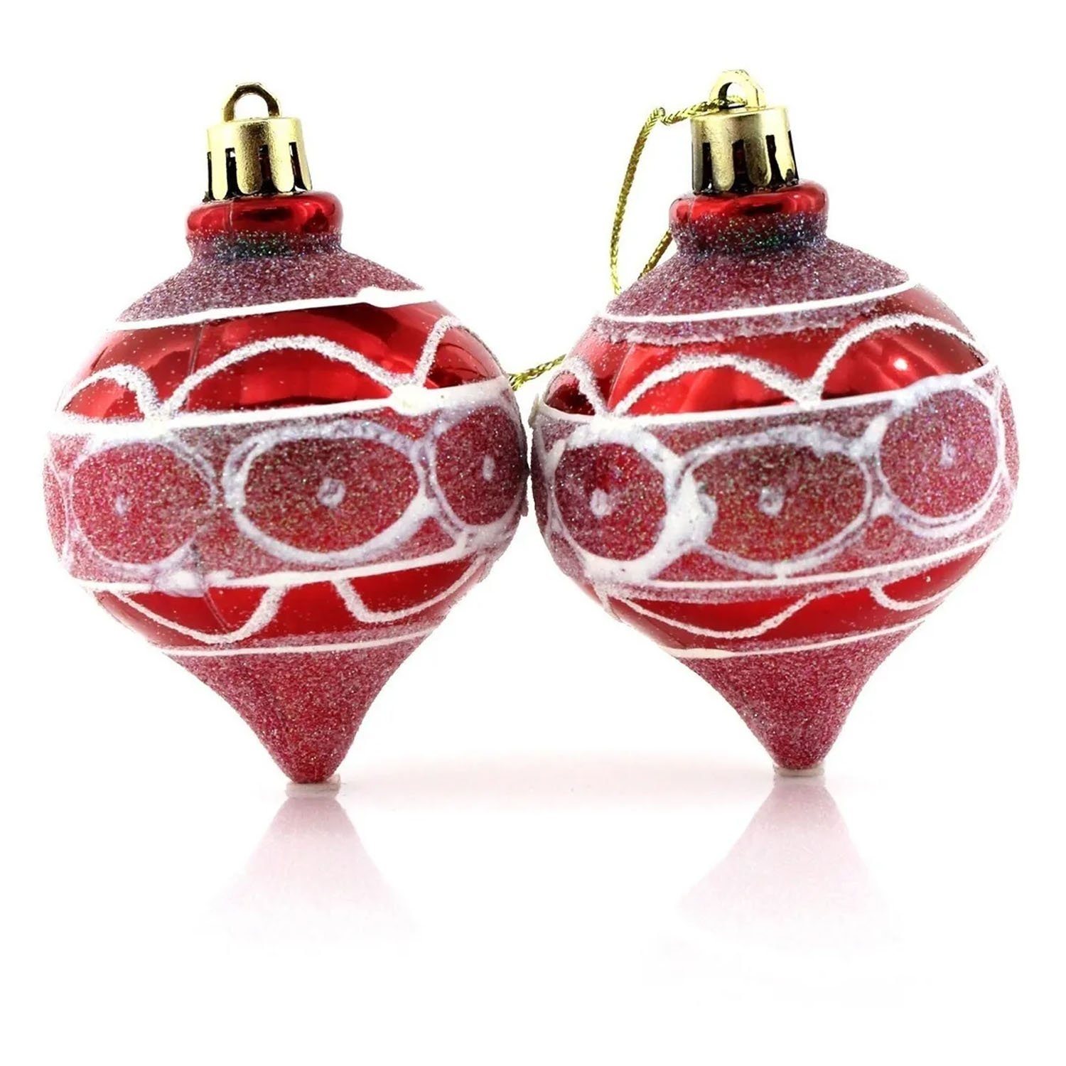 Kit 18 Bolas Pião Enfeite Árvore Natal Pendente Glitter 60mm