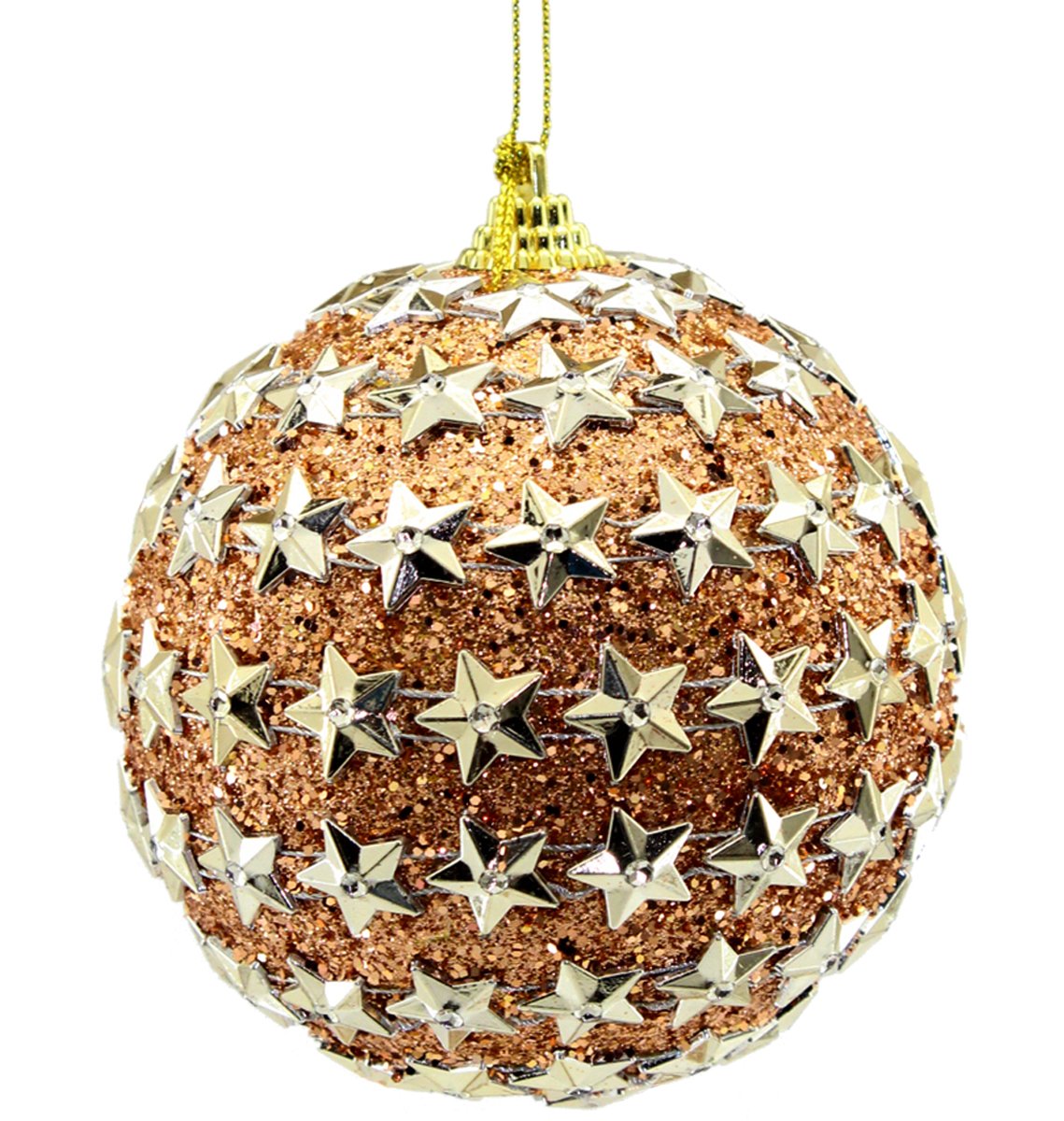 Kit 2 Bolas Decoração Enfeite Bola Árvore Natal Estrela Com Glitter Natalina 10cm