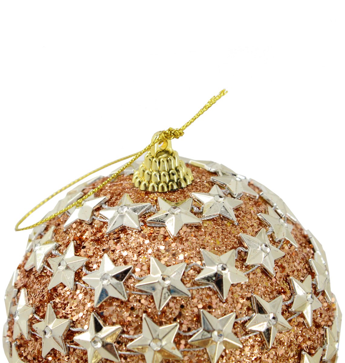 Kit 2 Bolas Decoração Enfeite Bola Árvore Natal Estrela Com Glitter Natalina 10cm
