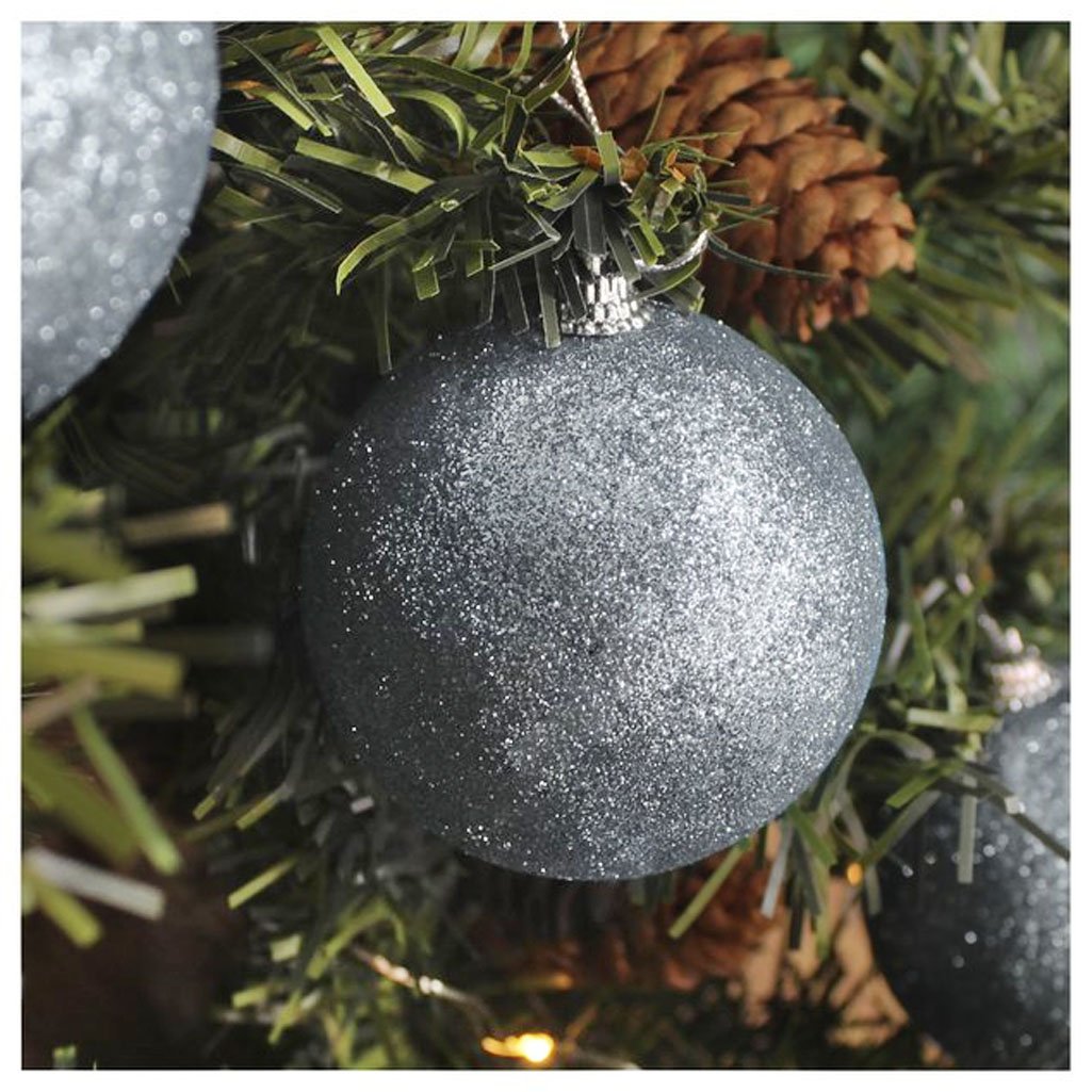 Kit 2 Bolas Enfeite Natalino Árvore Natal Glitter Prata 70mm