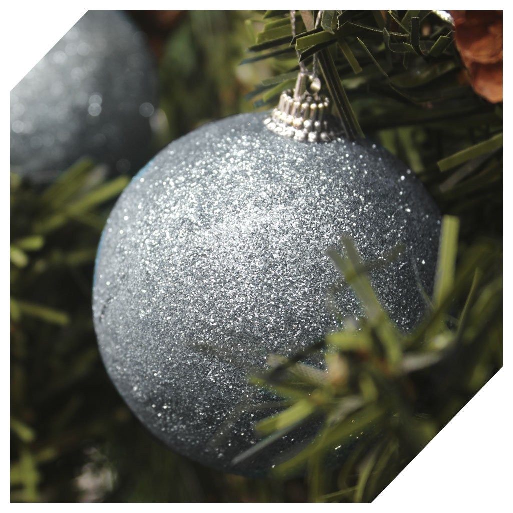 Kit 2 Bolas Enfeite Natalino Árvore Natal Glitter Prata 70mm