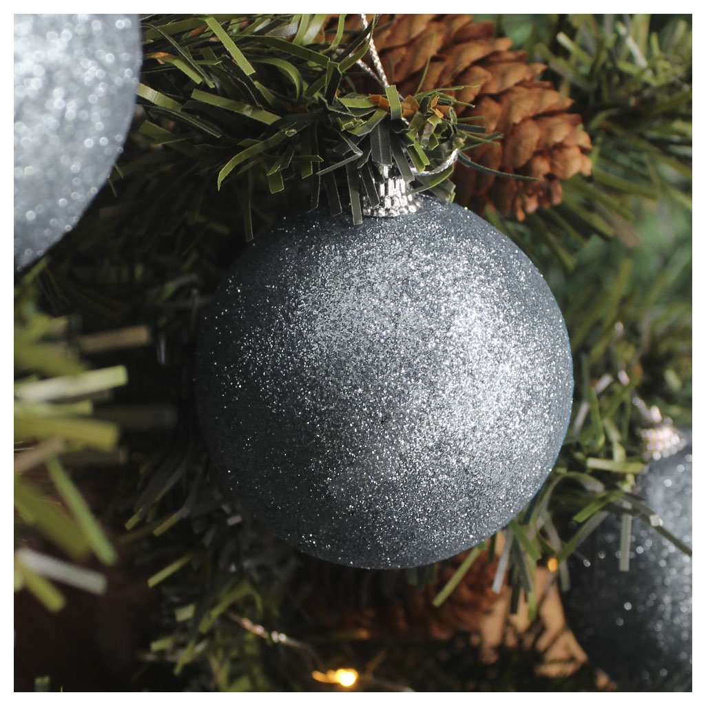 Kit 2 Bolas Enfeite Natalino Árvore Natal Glitter Prata 70mm