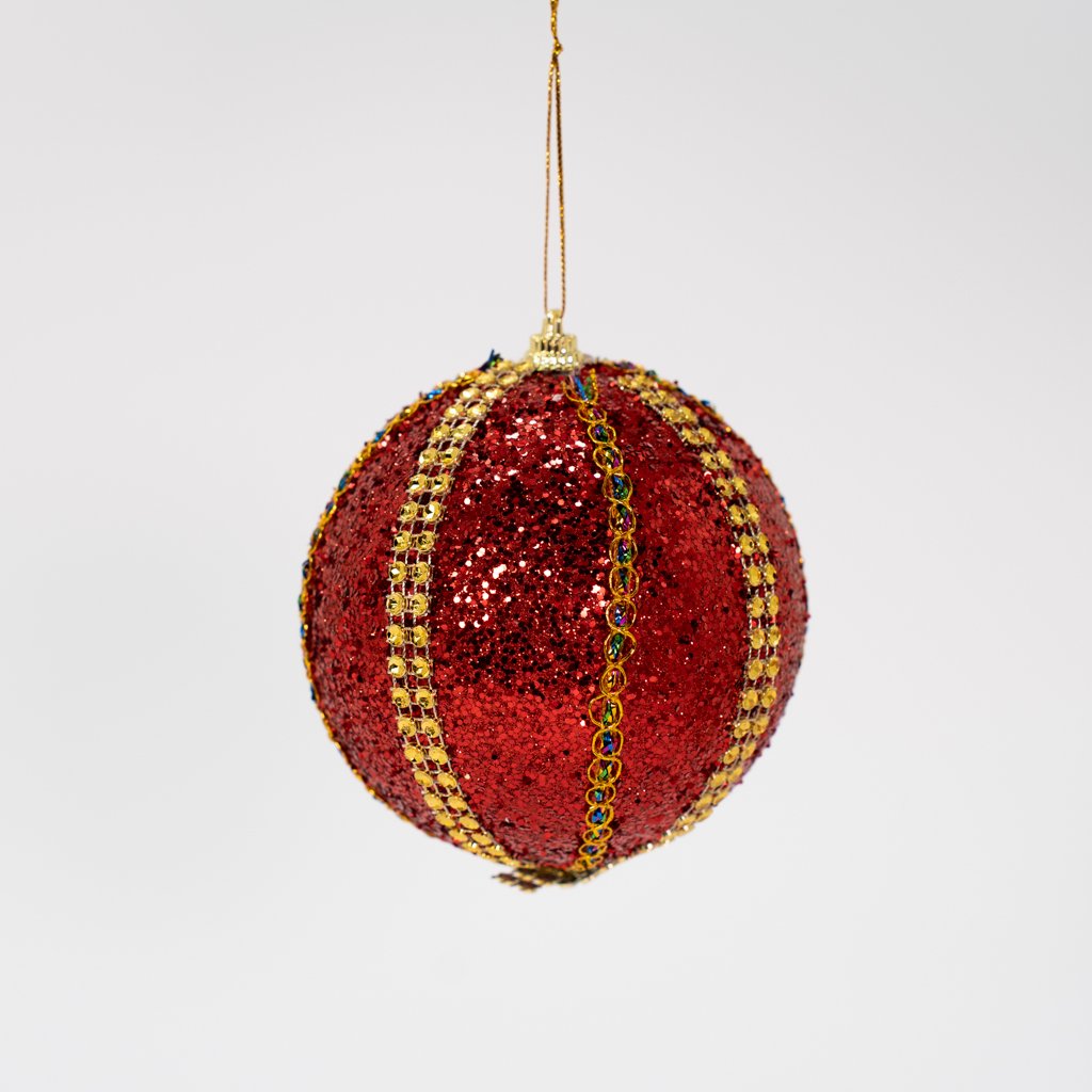 Kit 2 Bolas Enfeite Natalino Árvore Natal Vermelho Glitter