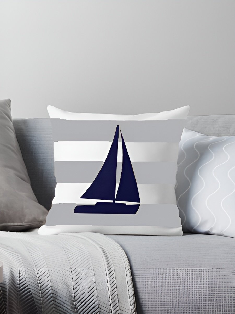 Kit 2 Capas De Almofadas Barco À Vela Navegação Marítima