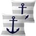 Kit 2 Capas De Almofadas Âncora Azul Navegação Marítima