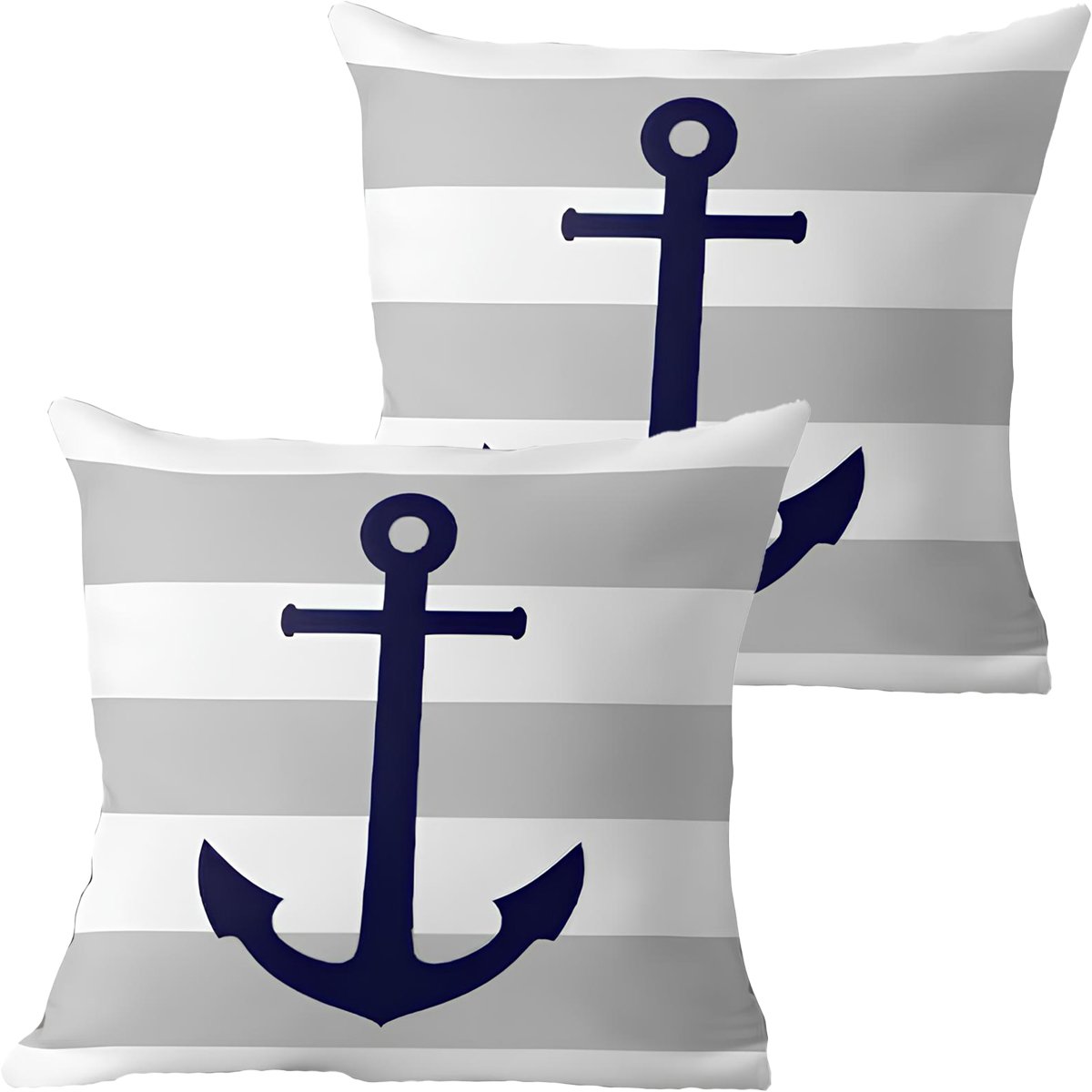 Kit 2 Capas De Almofadas Âncora Azul Navegação Marítima