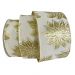 Kit 2 Fita Aramada Natal Flores Dourada Metálico 6,3cm x 914cm
