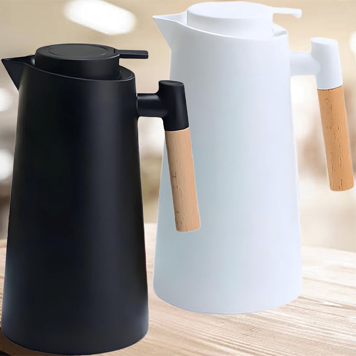 Kit 2 Garrafa Térmica De Mesa Nórdica Café Com Leite 1Litro
