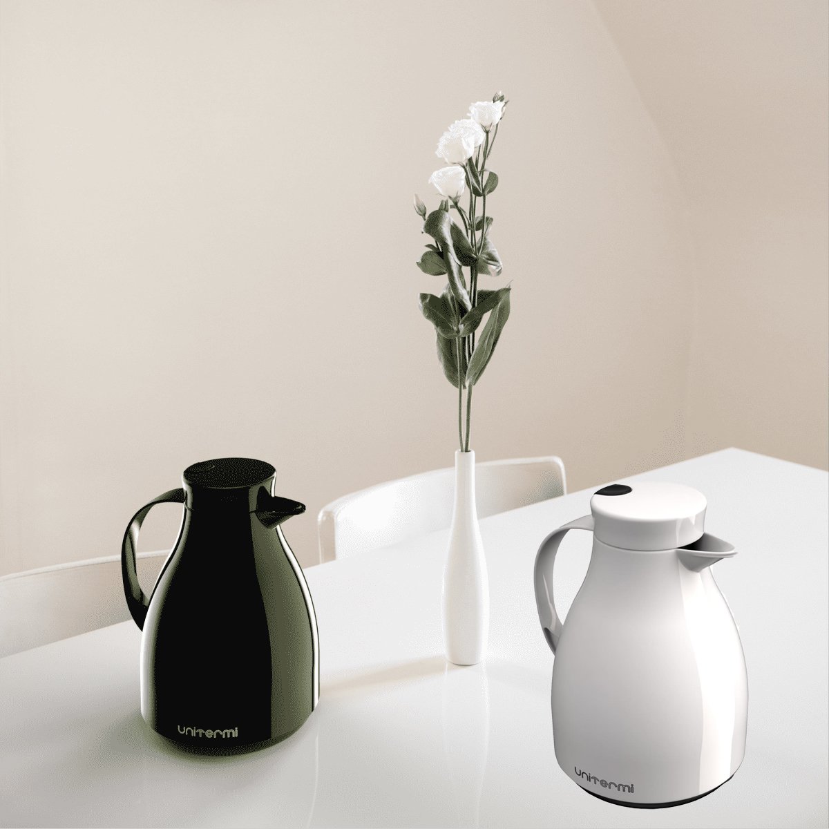 Kit 2 Garrafa Térmica Mesa Gatilho Paris 1L Café Com Leite