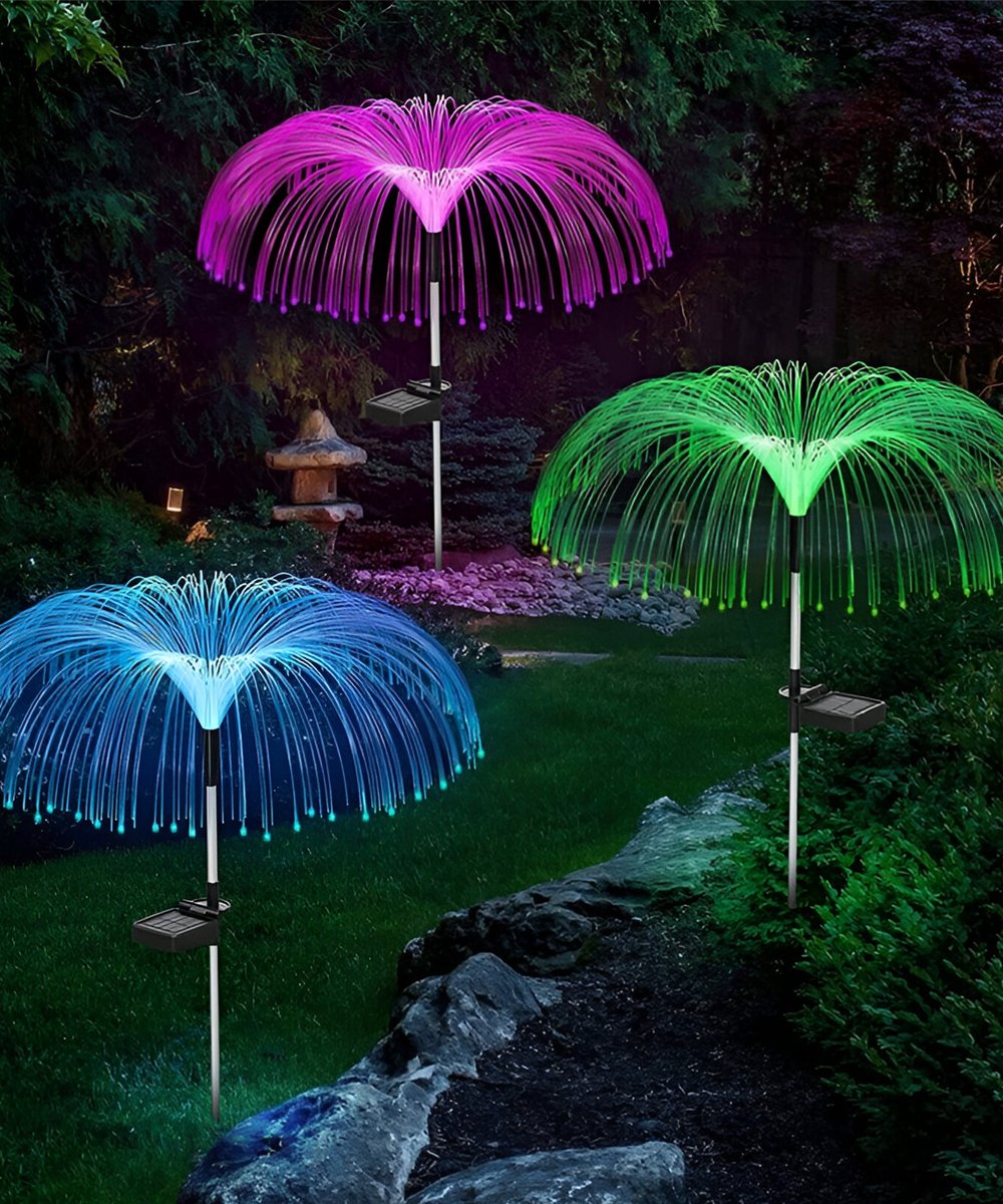 Kit 2 Luminária Solar Decorativa Colorido Luzes LED Jardim