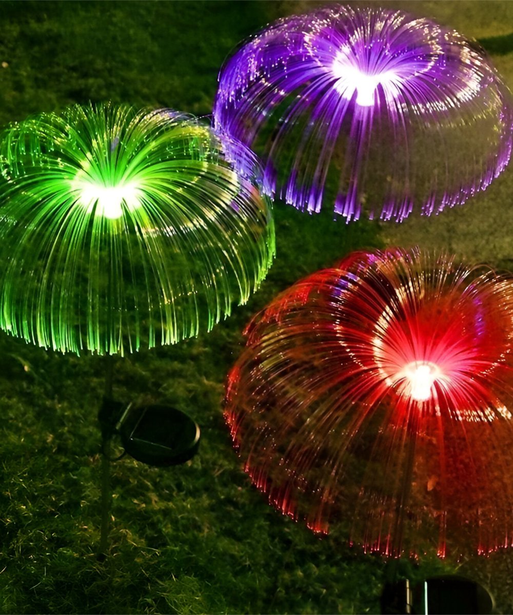 Kit 2 Luminária Solar Decorativa Colorido Luzes LED Jardim