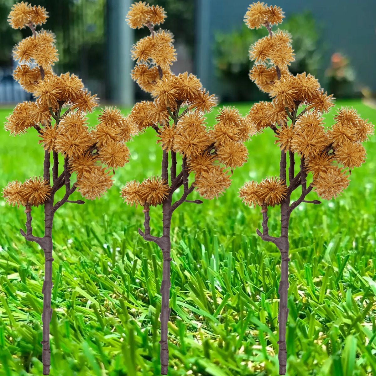 Kit 2 Plantas Artificiais Mamonas Decoração Jardim De 70cm