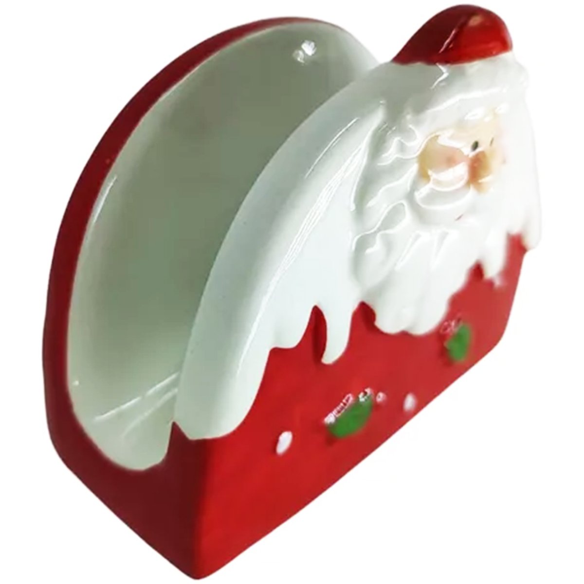 Kit 2 Porta Guardanapo Decorativo Papai Noel Natal Cerâmica