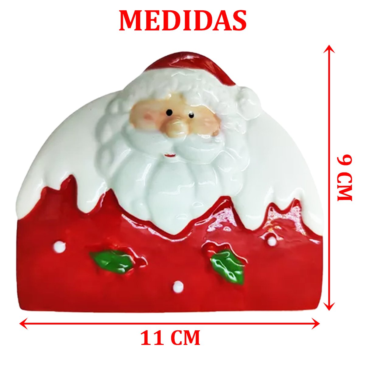 Kit 2 Porta Guardanapo Decorativo Papai Noel Natal Cerâmica