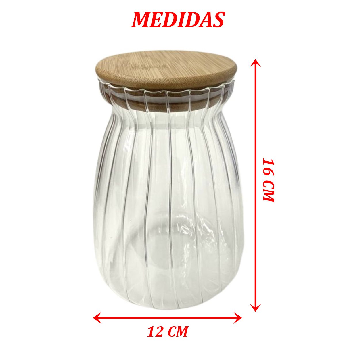 Kit 2 Pote Hermético Com Tampa Bambu Recipiente Vidro 1Litro