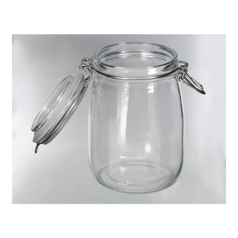 Kit 2 Potes De Vidro Hermético Tampa Vedação Conserva 1L