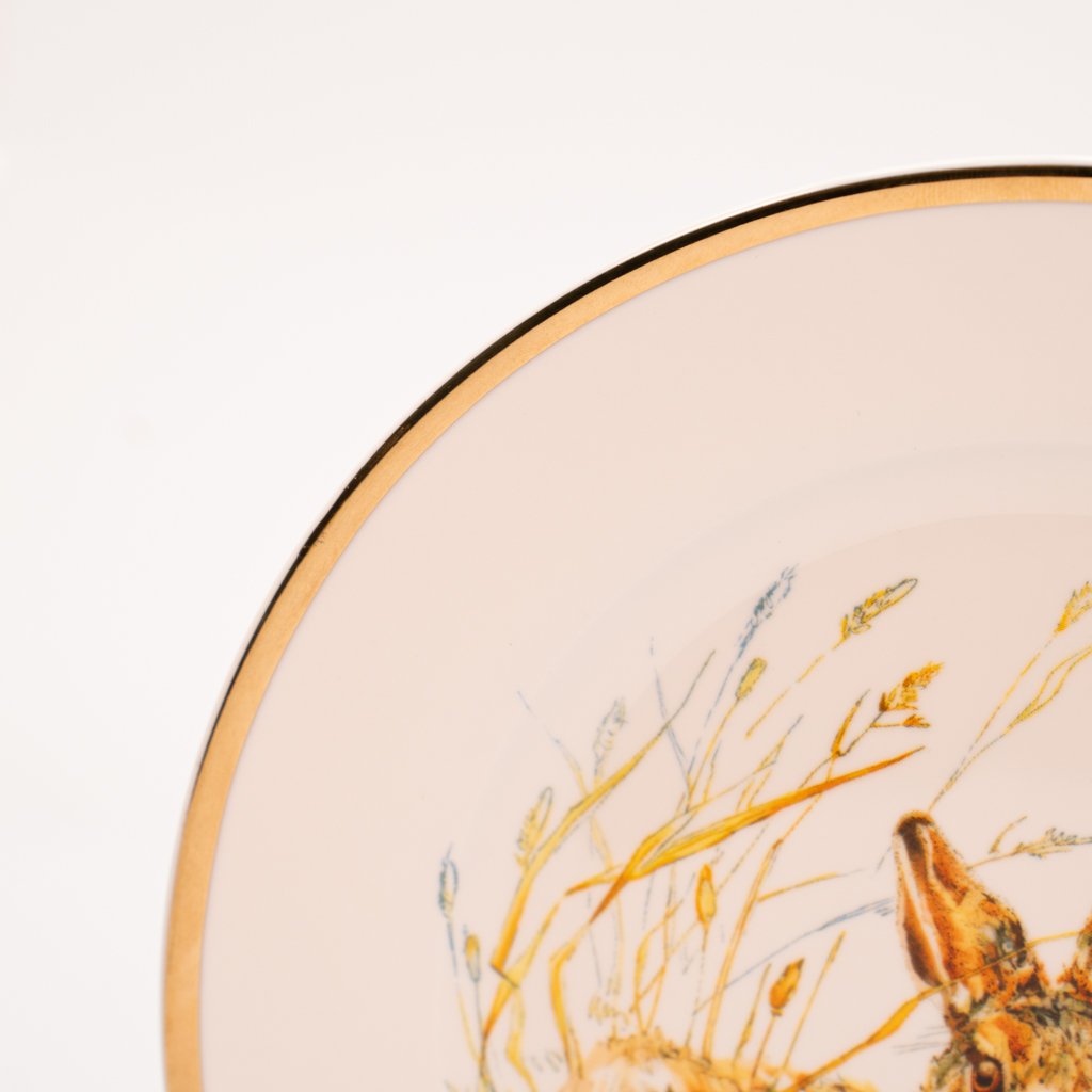Kit 2 Pratos Sobremesa Páscoa Coelho em Porcelana Branca 20cm
