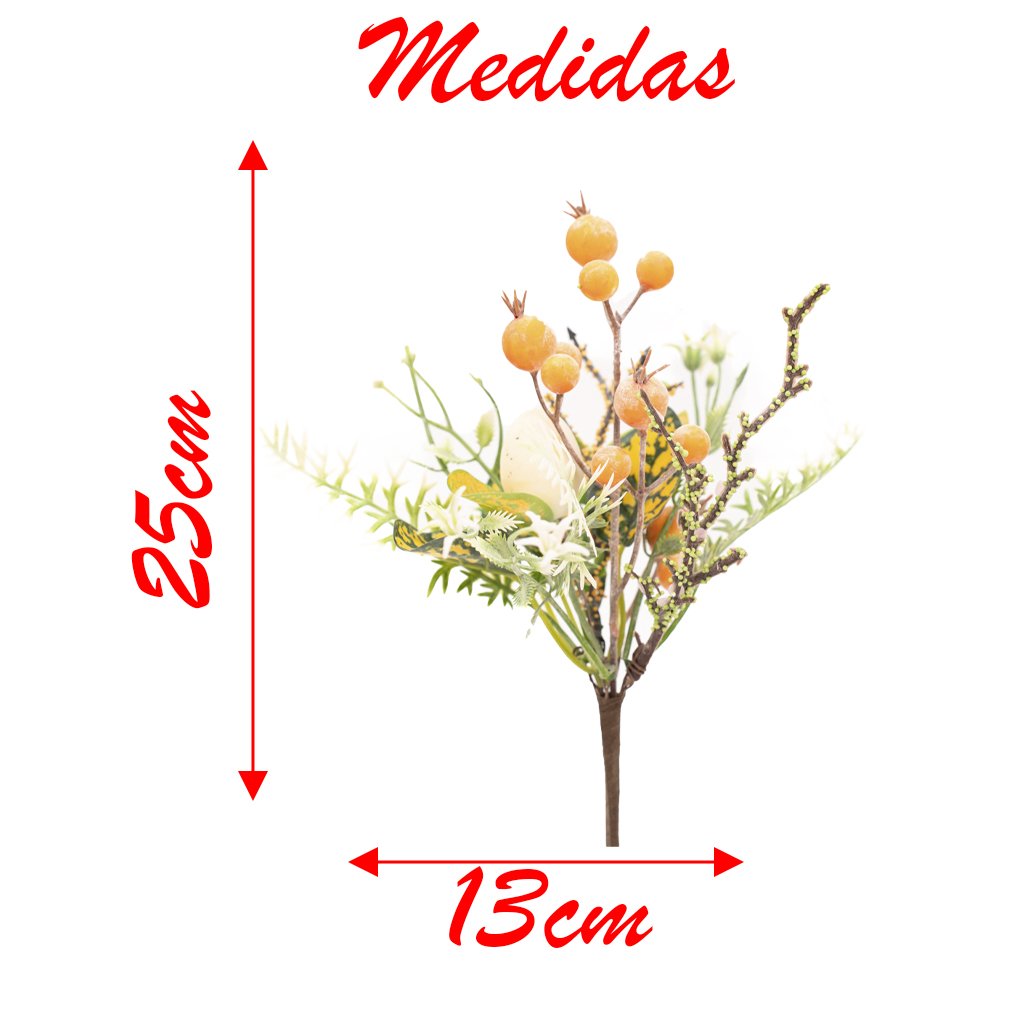 Kit 2 Ramos Artificiais Decoração de Páscoa com Ovinho 25cm