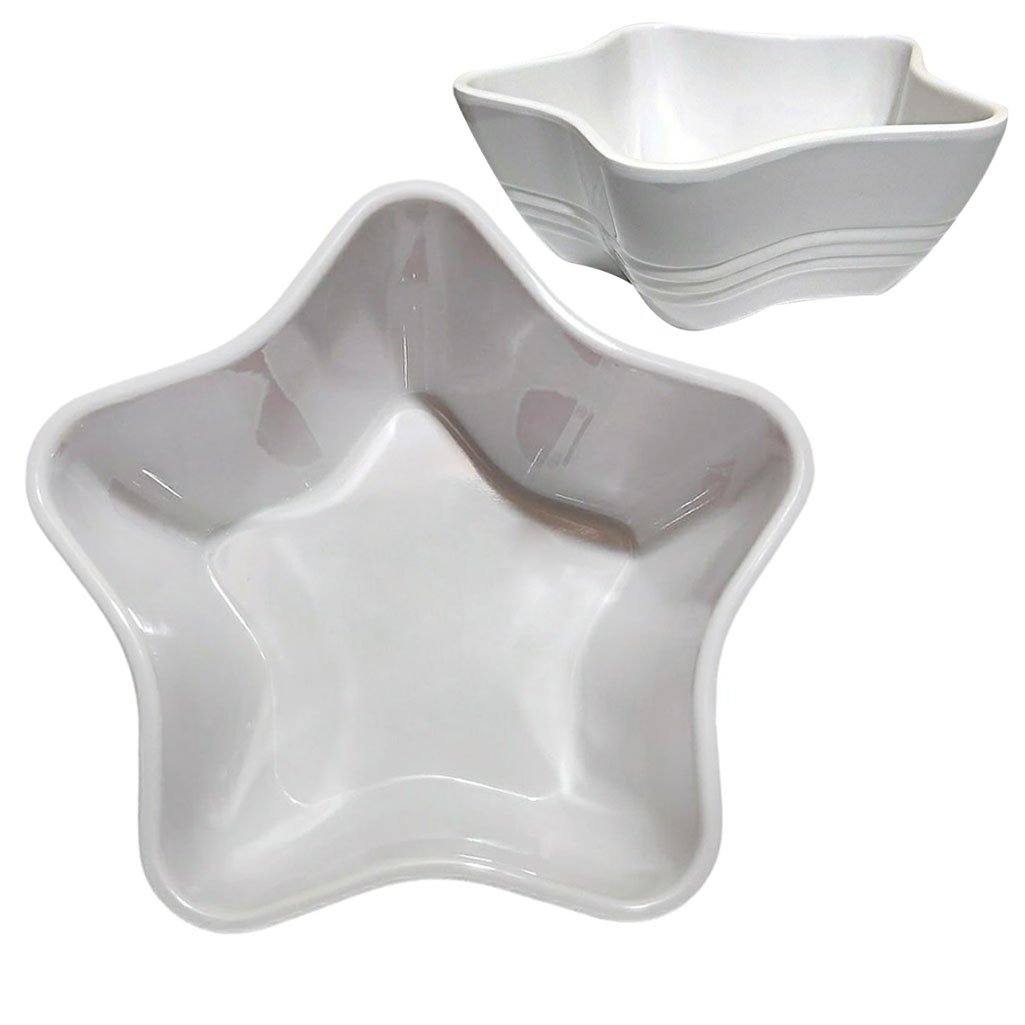 Kit 2 Tigelas Bowl Melamina Estrela Branca 1,500Ml
