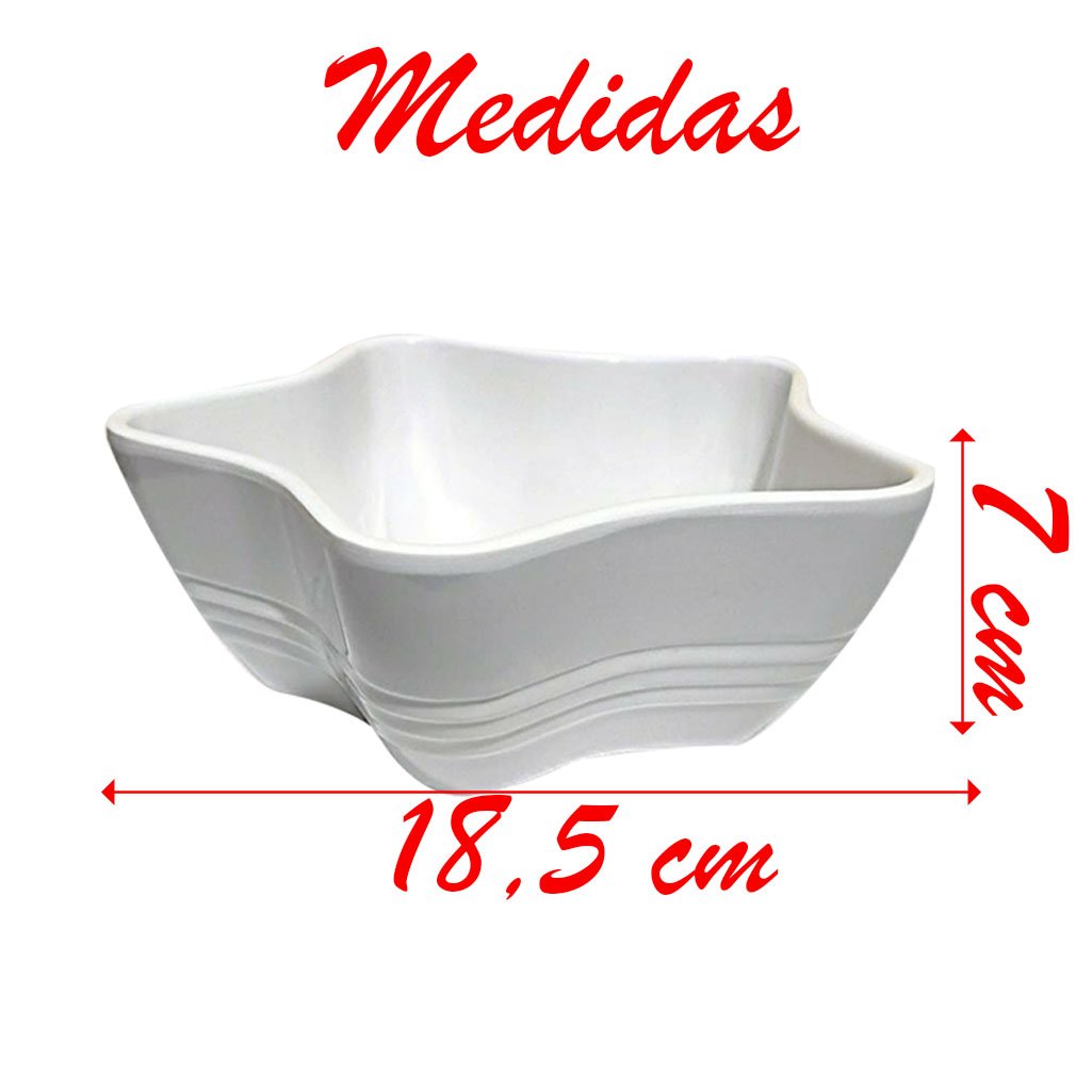 Kit 2 Tigelas Bowl Melamina Estrela Branca 900Ml