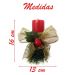 Kit 2 Velas Vermelhas Decorativas Para Natal Com Laço Dourado e Fruta
